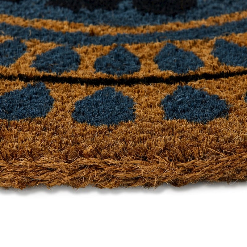 Moroccan Black Tile Round Coir Doormat 