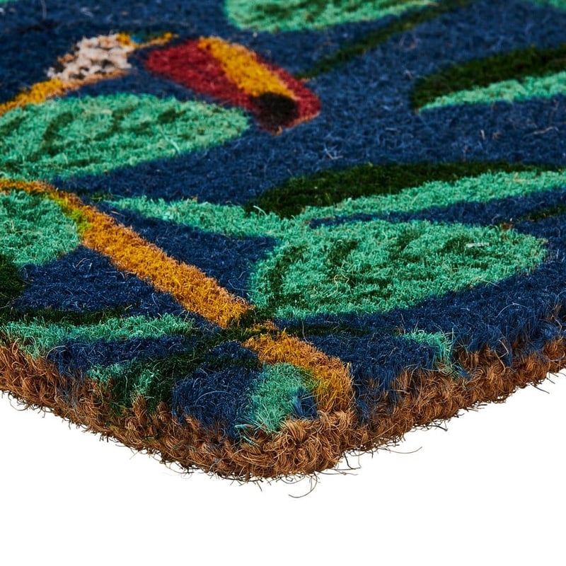 Toucan Birds Blue Regular Coir Doormat 