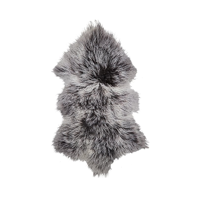 Mongolian Sheepskin Grey & White Tip Rug