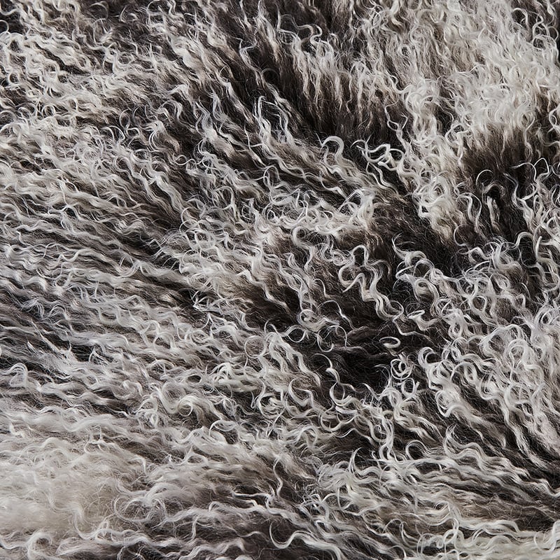 Mongolian Sheepskin Grey & White Tip Rug