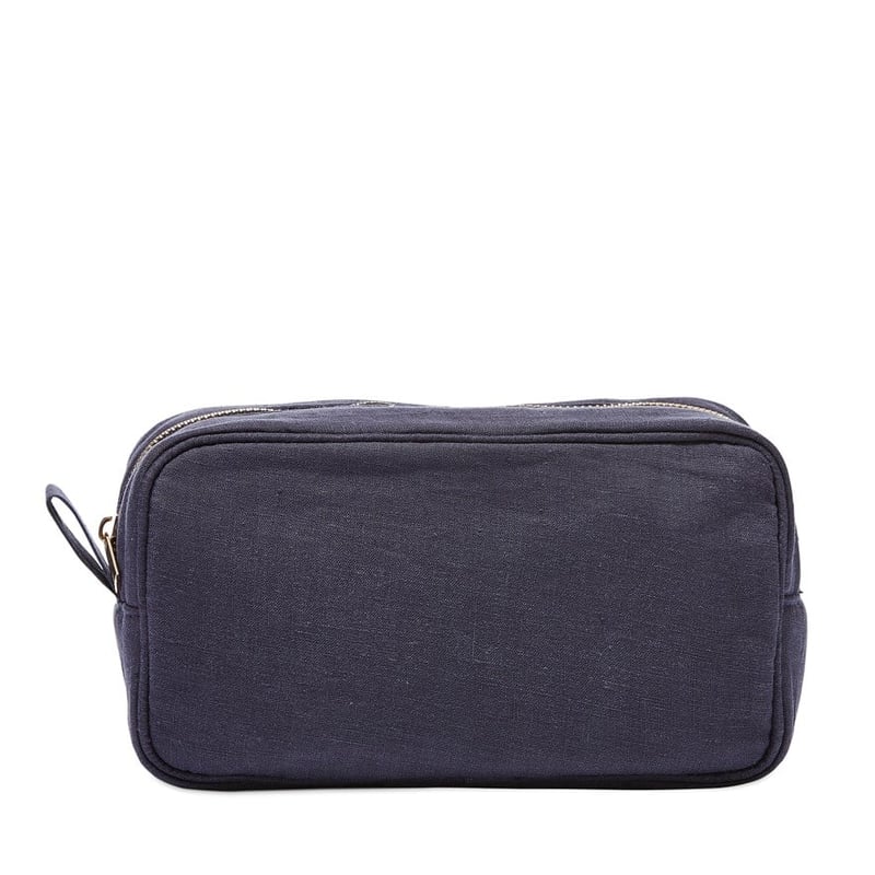 Vintage Washed Linen Indigo Cosmetic Bag 