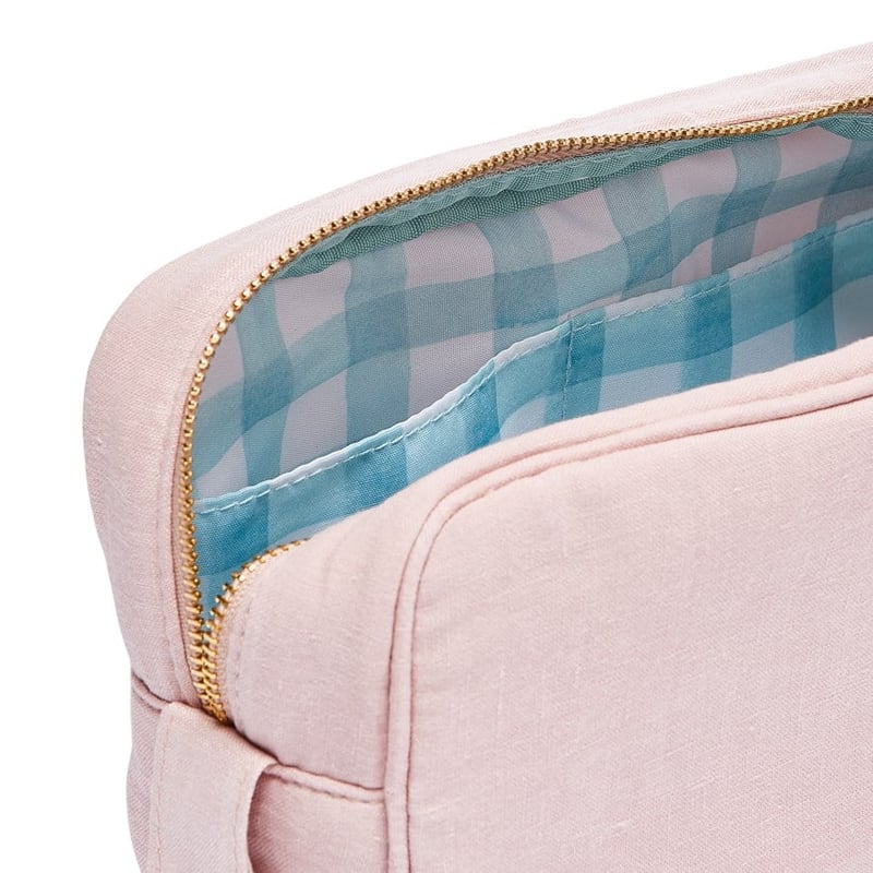 Vintage Washed Linen Nude Pink Cosmetic Bag