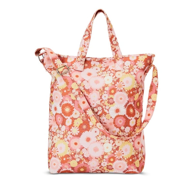 70's Floral Rust Picnic Bag