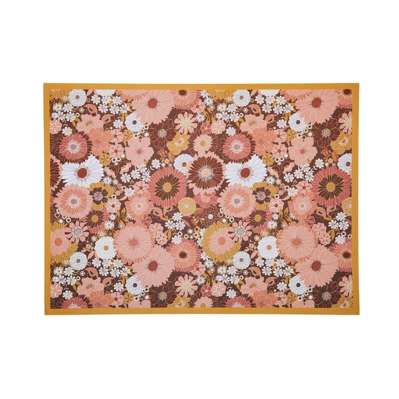 70's Floral Rust Paper Placemats Pack of 50