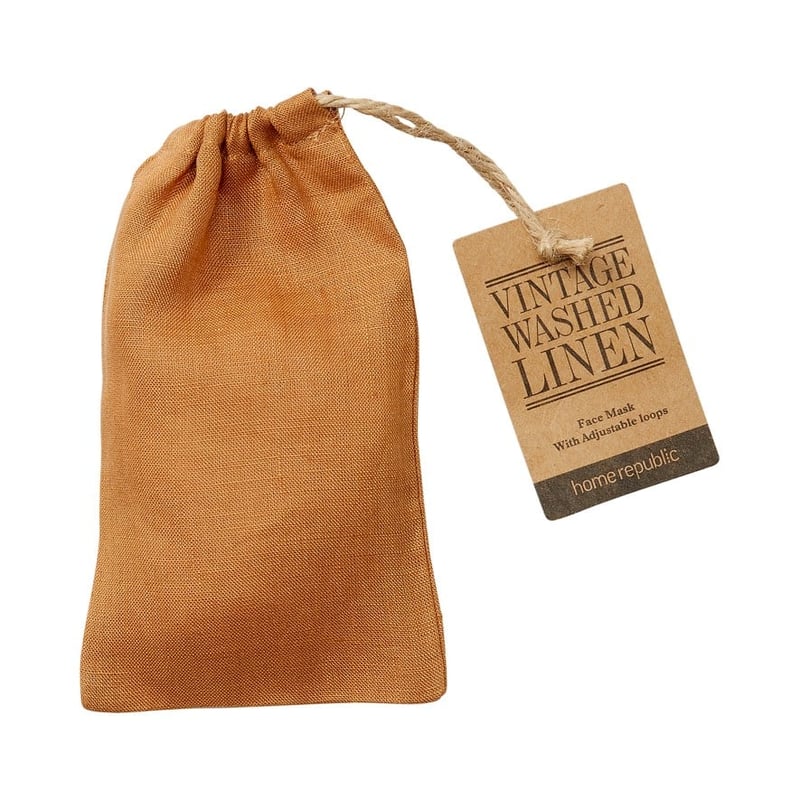 Vintage Washed Linen Caramel Face Mask