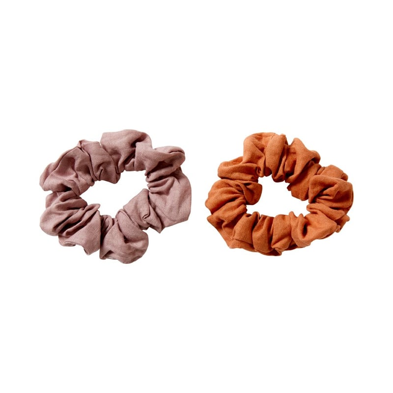 Vintage Washed Linen Set 2 Brick/Dusty Mauve Scrunchie