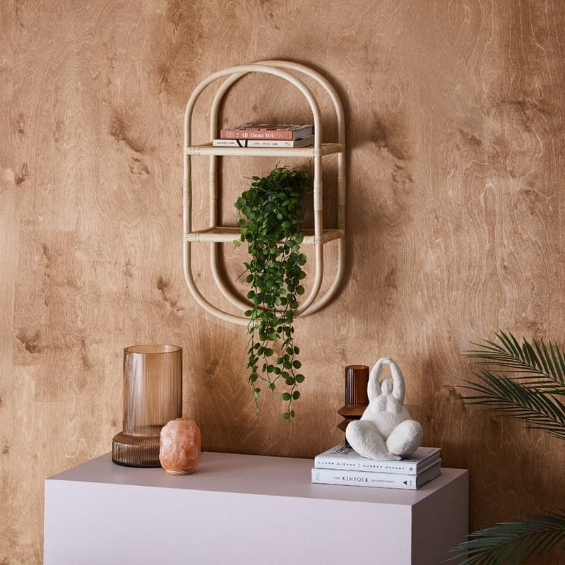 Rattan Natural Capsule Wall Shelf