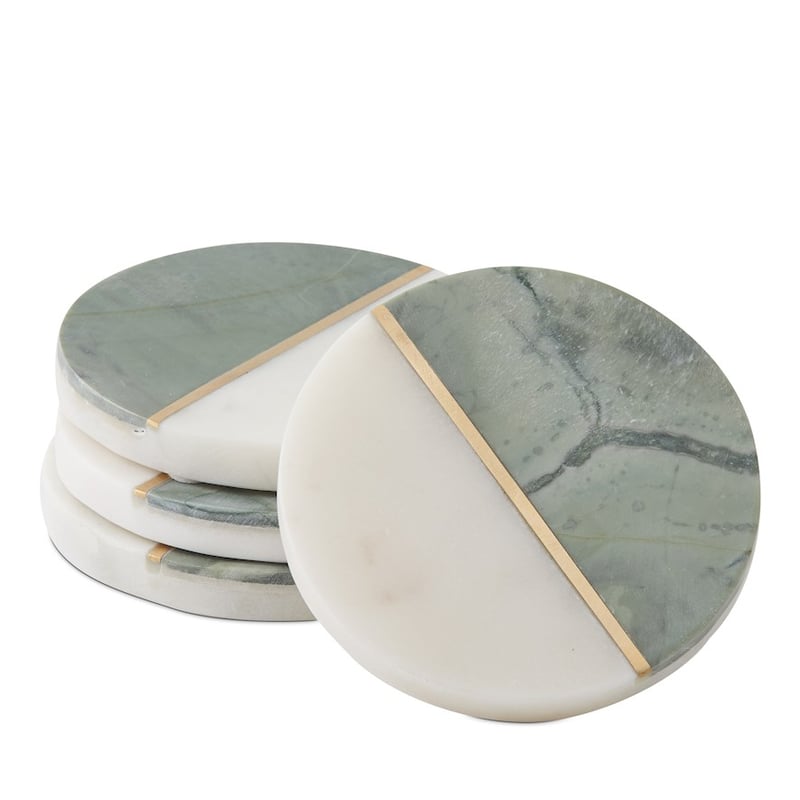 Summertime Green and White Marble Coasters 