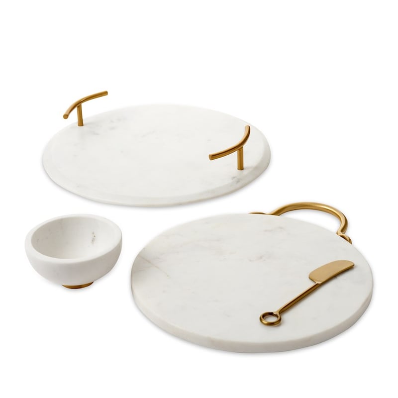 Summertime White and Gold Marble Cheese Set