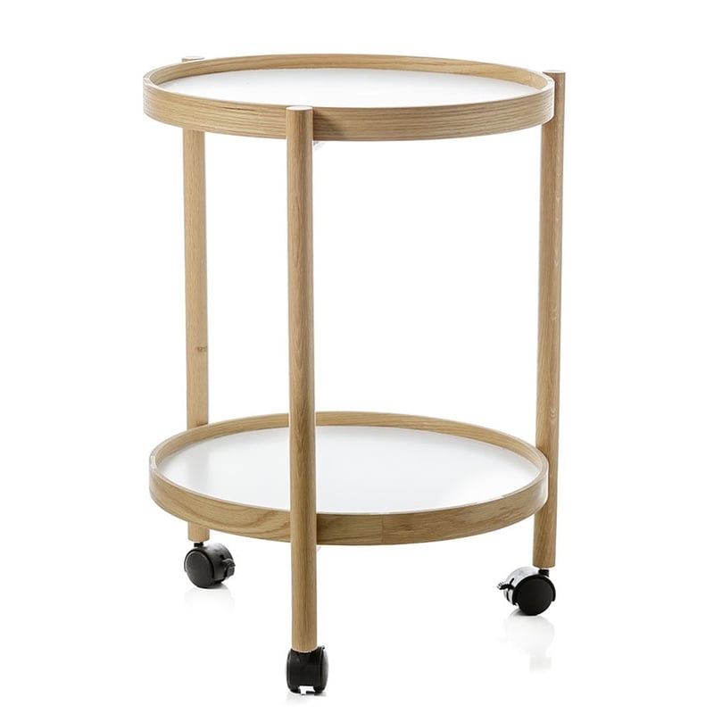 Bond Drinks Trolley Natural & White Round