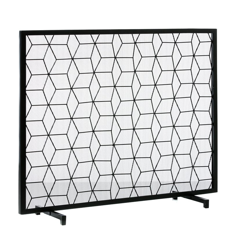 Iron & Wire Fire Screen Black Geometric