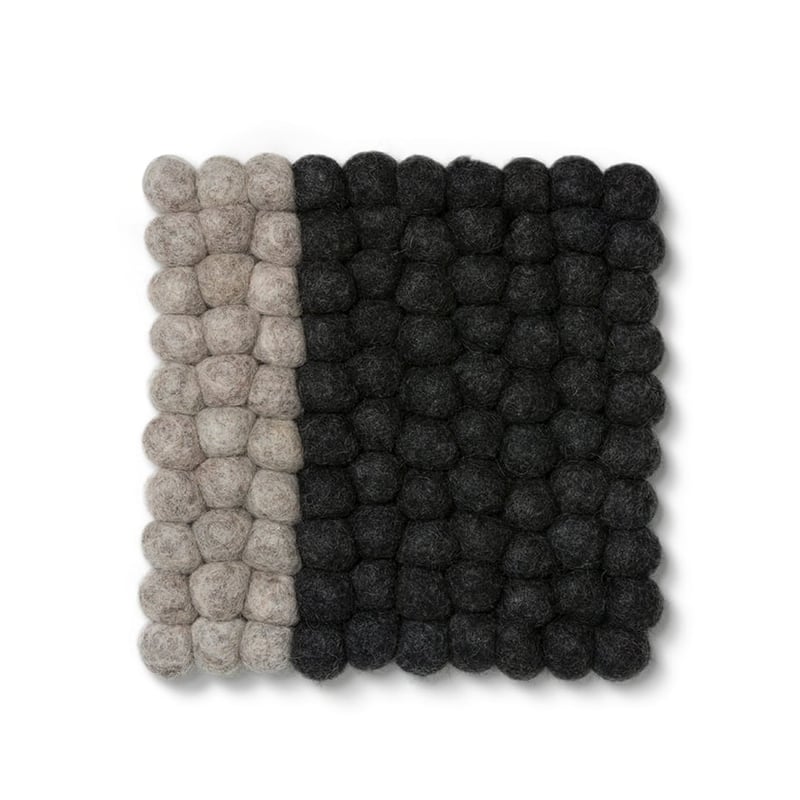 Nepalese Wool Square Trivet Light Grey & Charcoal 