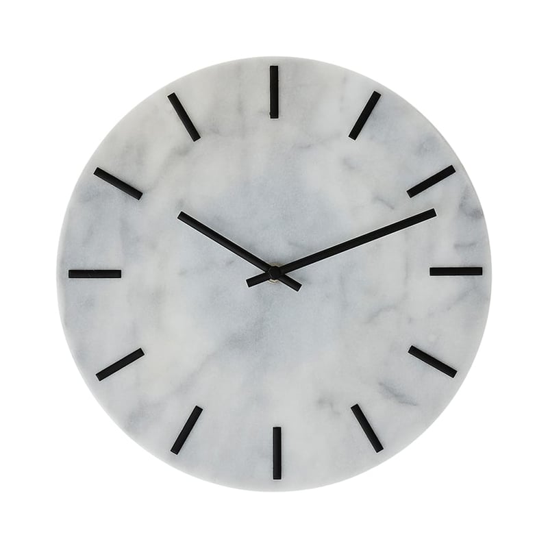 Milan Marble Clock Snow & Black 