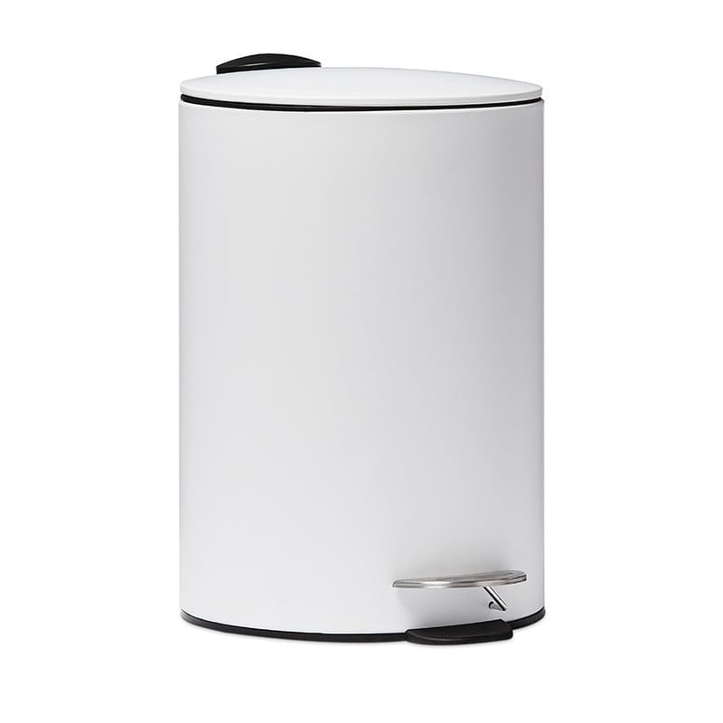 Large Round White Metal Dust Bin 