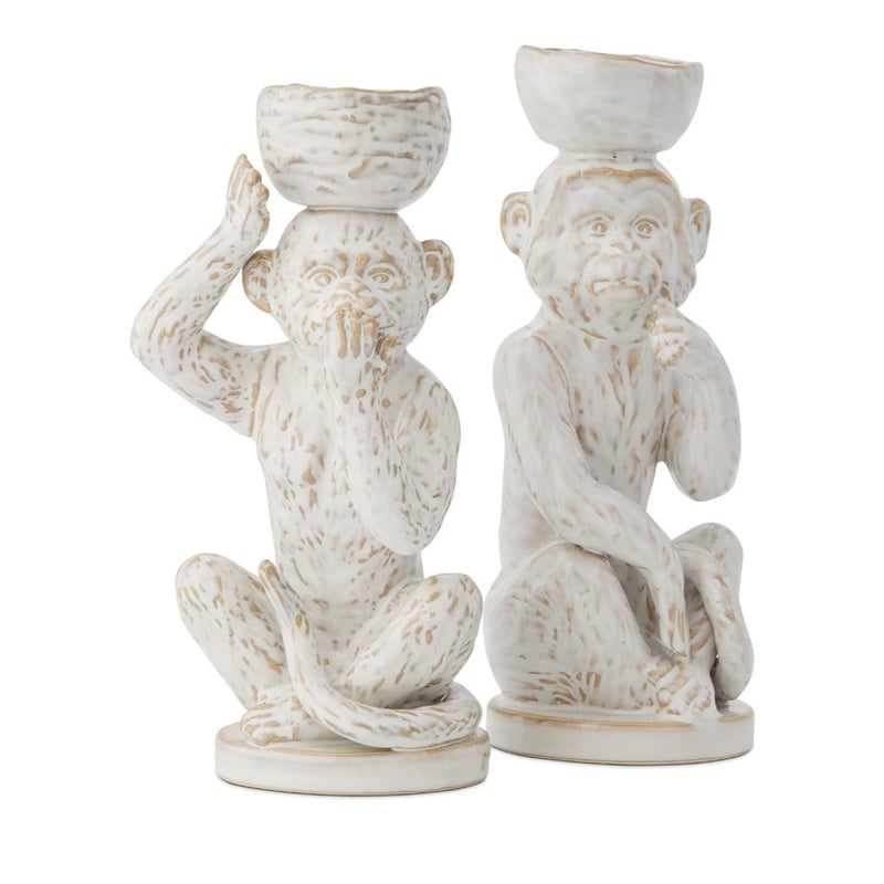 Monkey White Gazing Candle Holder 