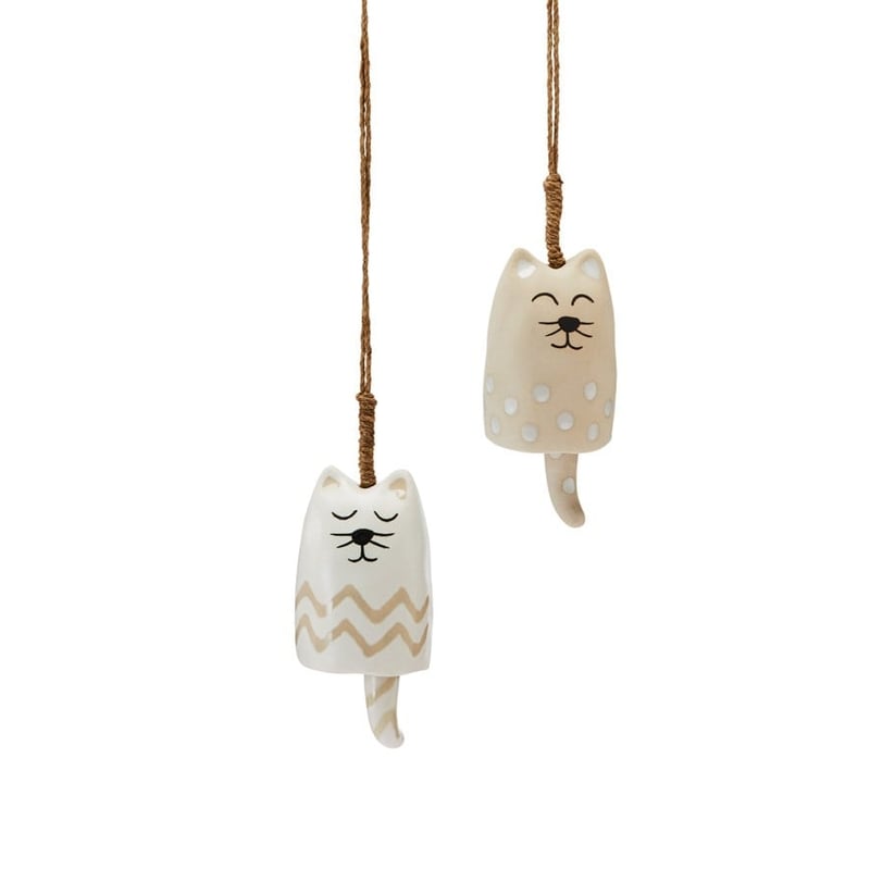 Cat Zig Zag White Wind Chime 