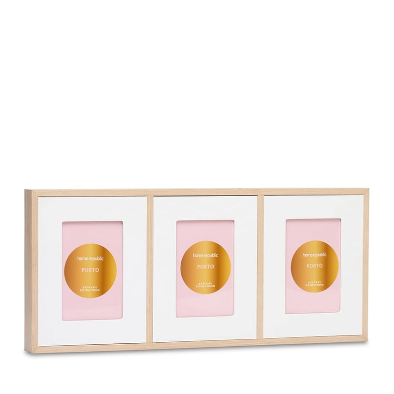Porto Triple 4x6" Natural Photo Frame