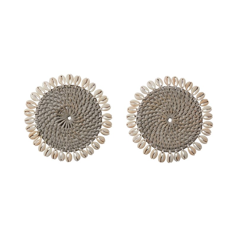 Cowrie Shell Grey Coasters 2 Pack