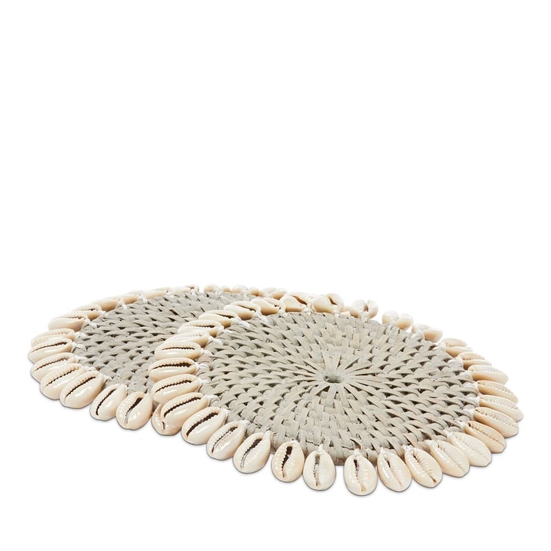 Cowrie Shell Grey Coasters 2 Pack