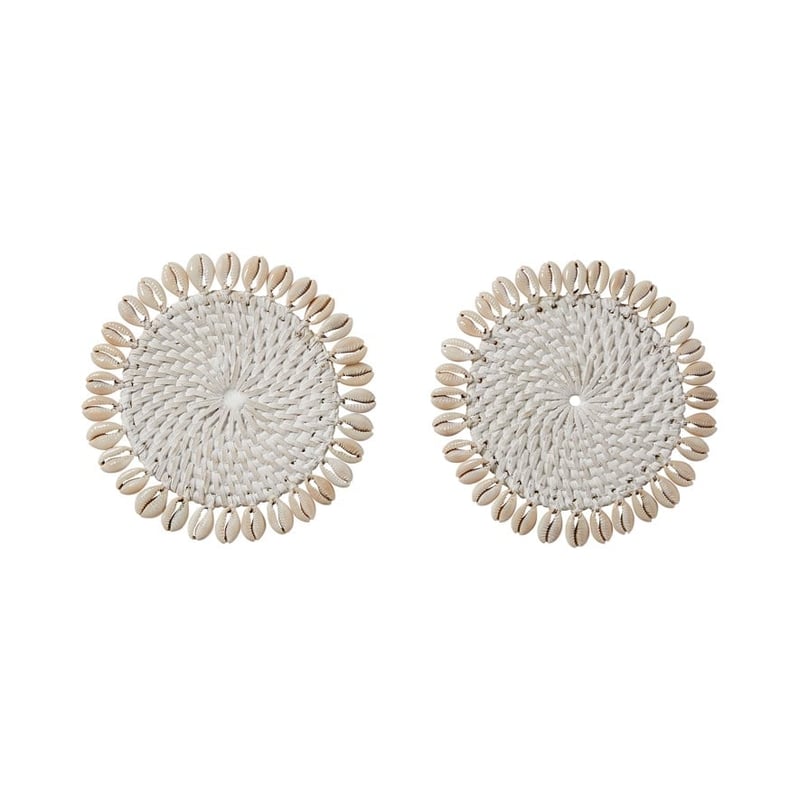 Cowrie Shell White Coasters 2 Pack