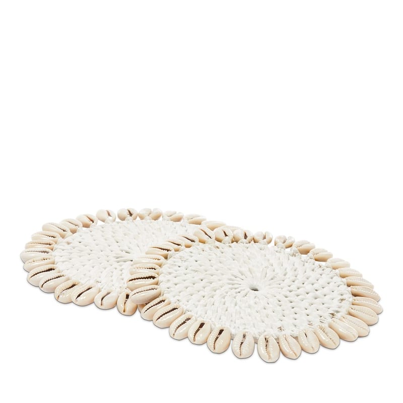 Cowrie Shell White Coasters 2 Pack
