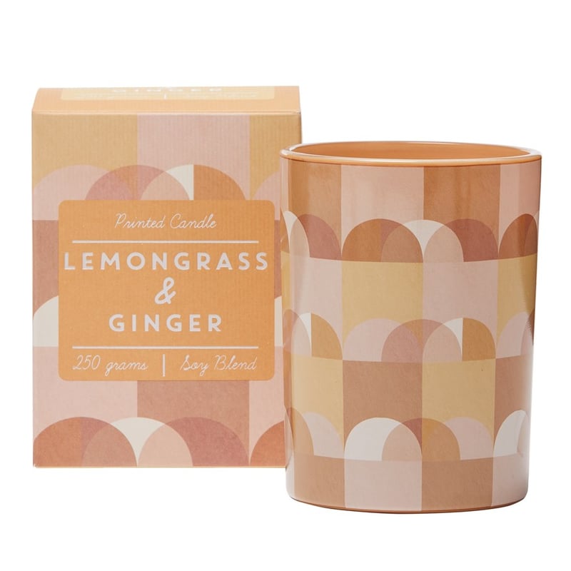 Lemongrass & Ginger Geo Check Printed Candle