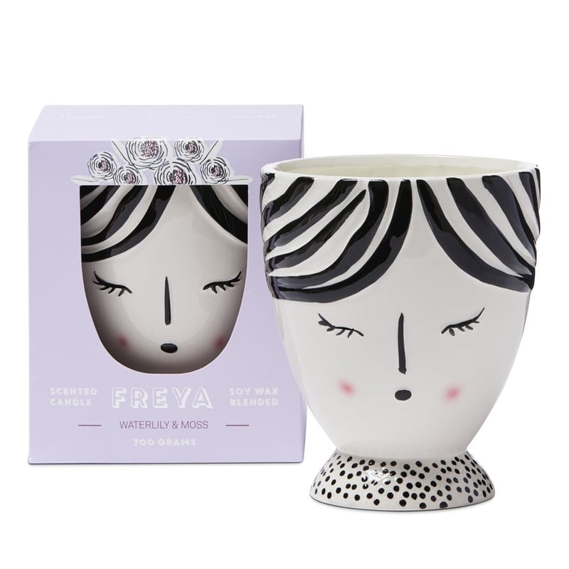 Freya Face Waterlily & Moss Large Candle