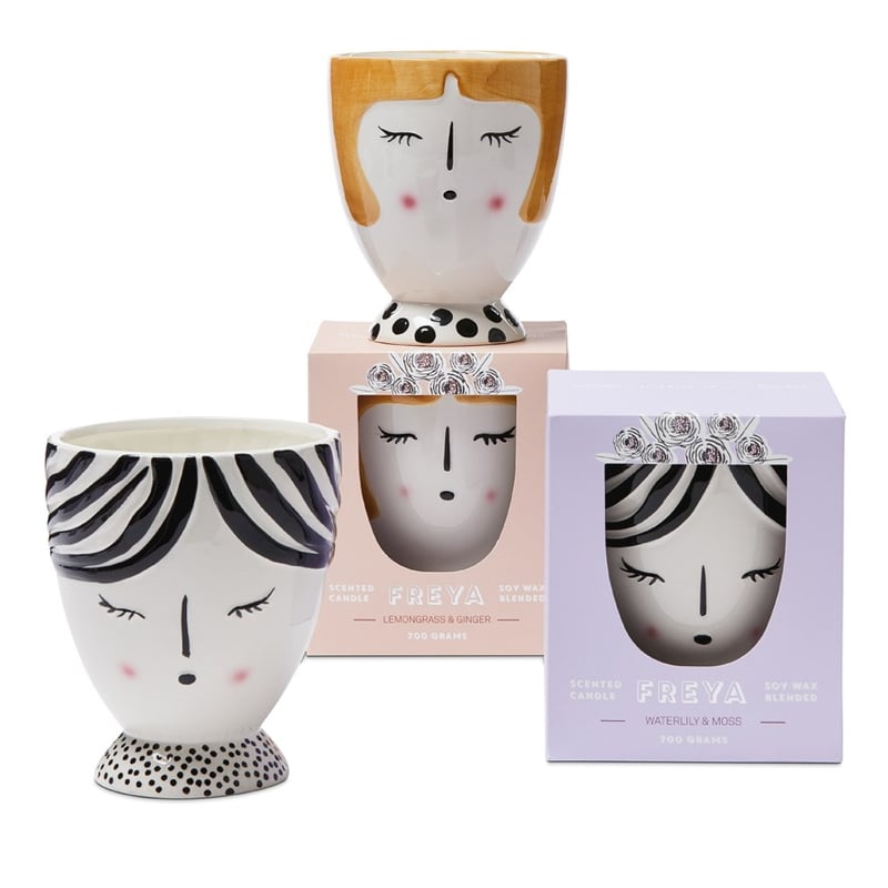 Freya Face Waterlily & Moss Large Candle