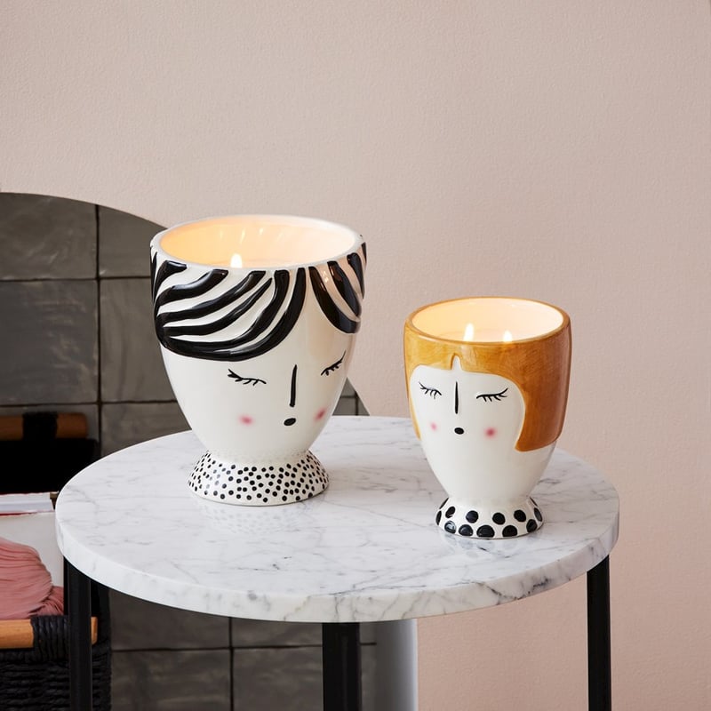 Freya Face Waterlily & Moss Large Candle