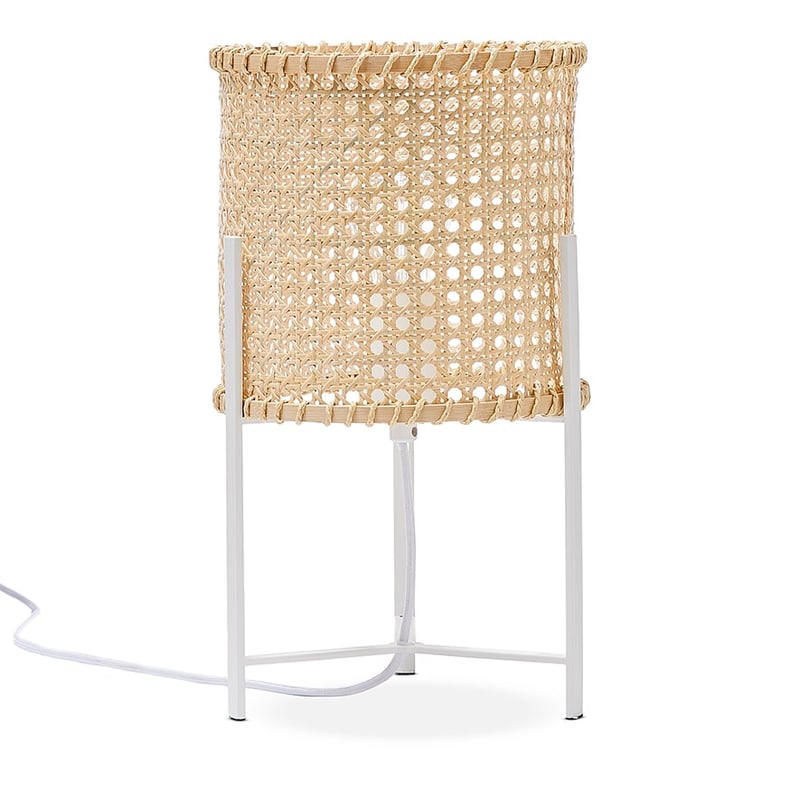 Basket Weave Natural & White Table Lamp