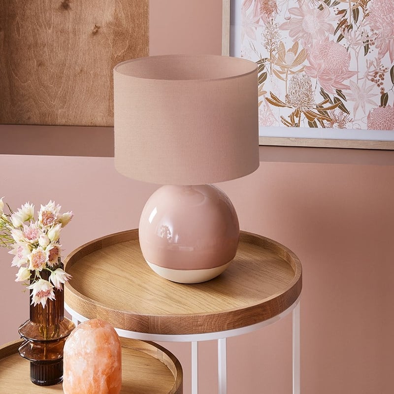 Dipped Blush & Natural Table Lamp