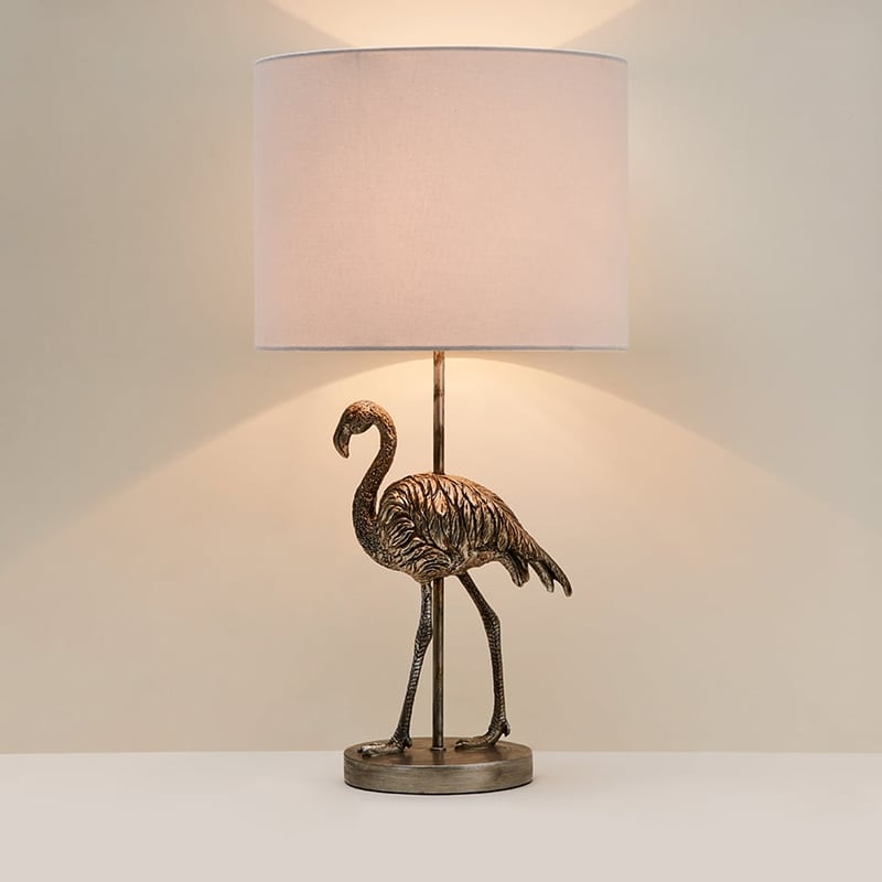 Flamingo Antique Silver Table Lamp 