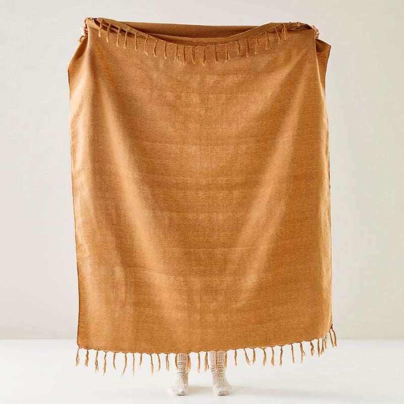 Iris Tobacco Linen & Cotton Throw