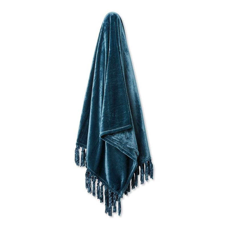 Aspen Teal Fleece Tassel Throw OLD