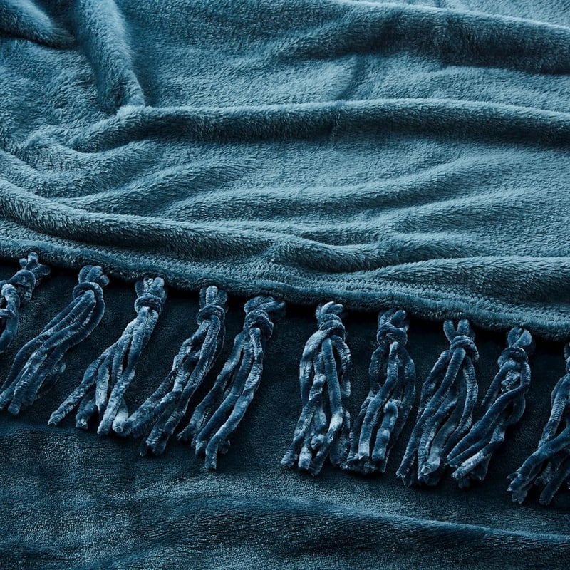 Aspen Teal Fleece Tassel Throw OLD