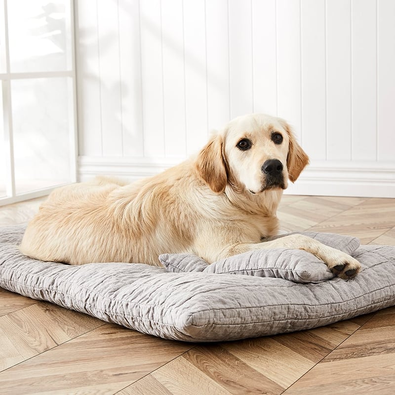 Comfort Collection Vintage Washed Linen Quilted Grey Marle Snuggle Mat Cover