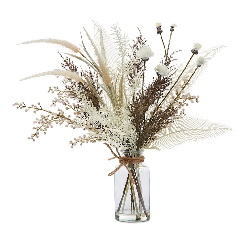Winter Brown Feather & Thistle Stem Bouquet in Vase