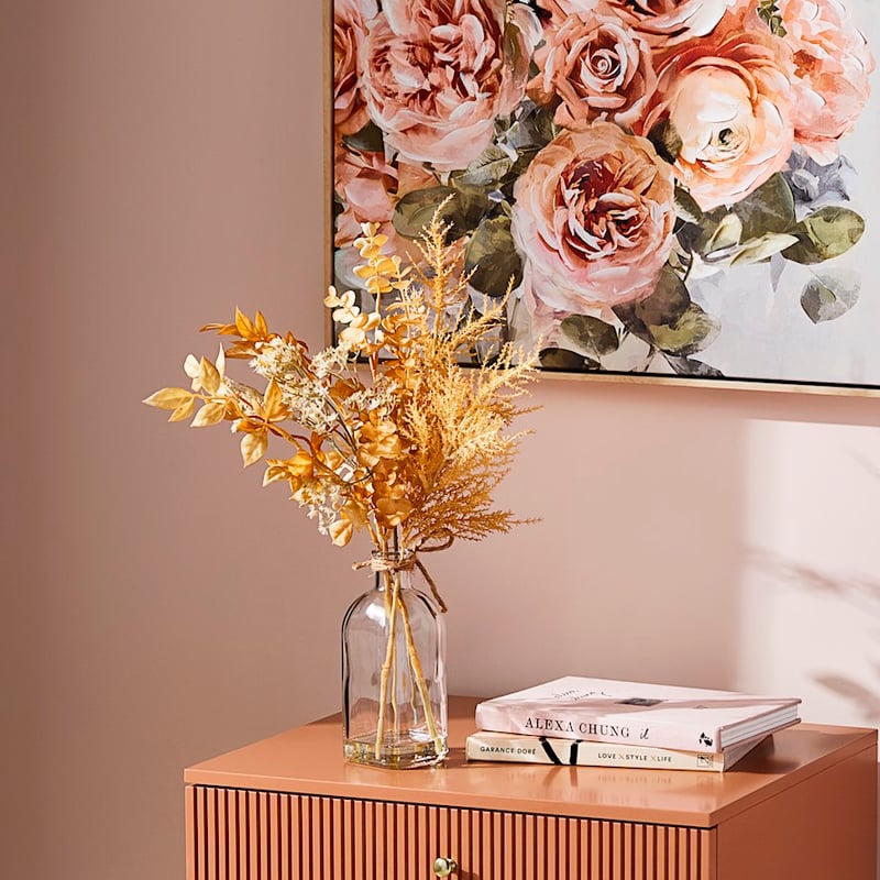 Winter Golden Cream Eucalyptus Bouquet Vase