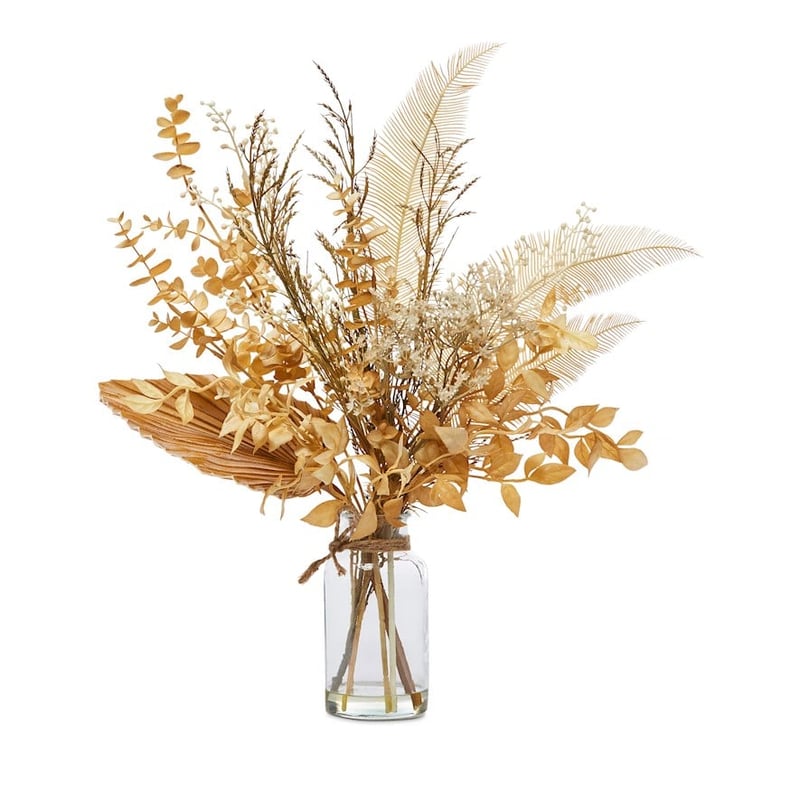 Winter Gold Fan & Feather Stem Bouquet in Vase