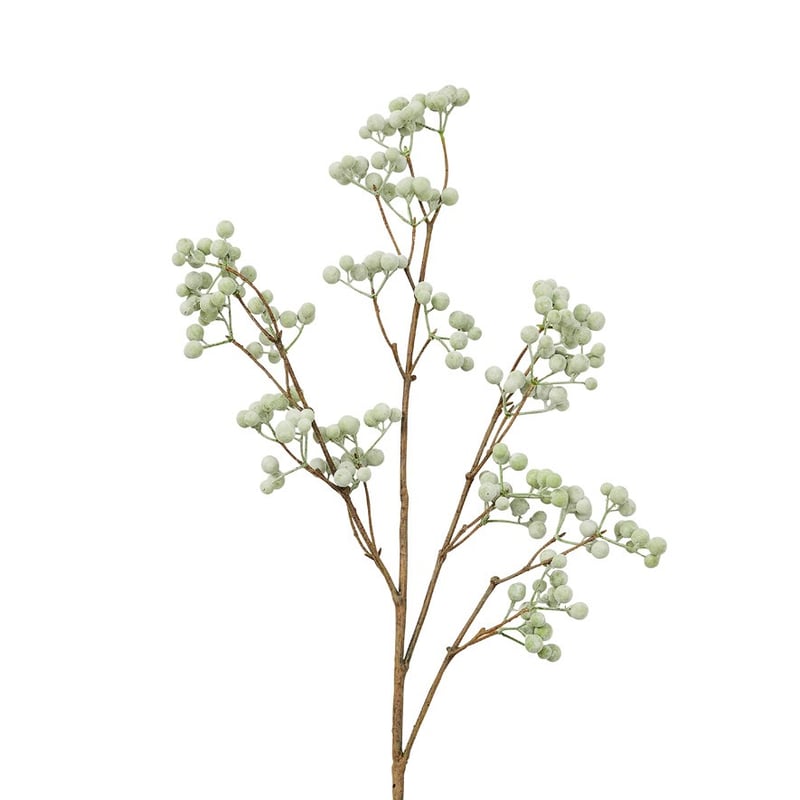 Botanical Silver Green Berries Stem