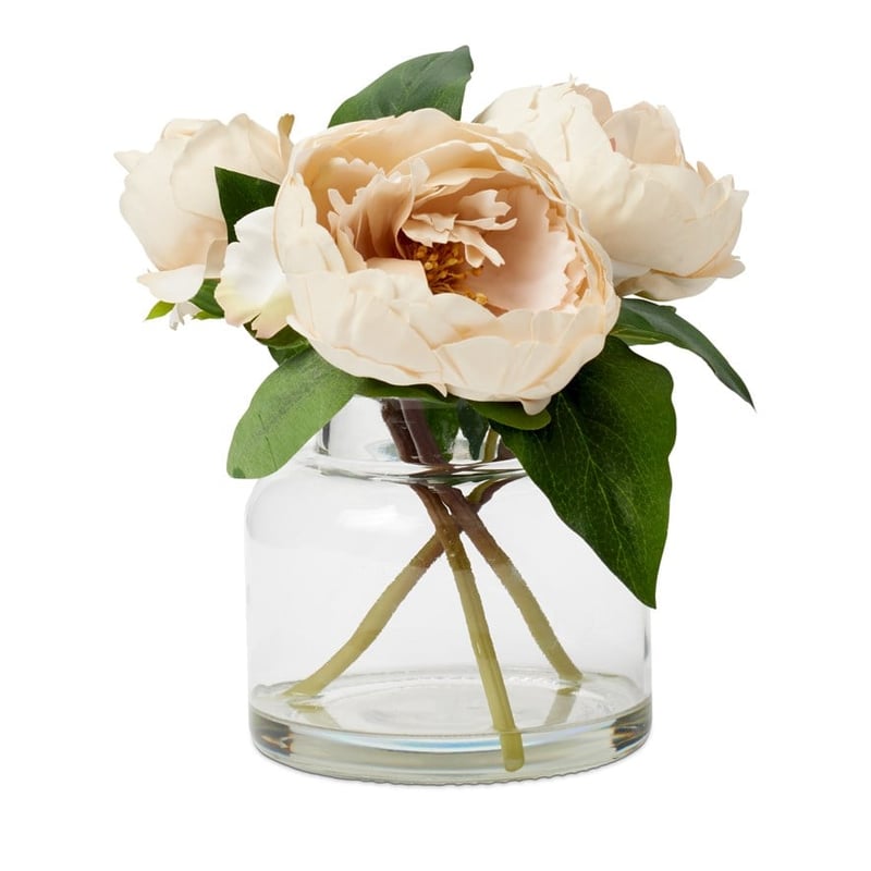 Native Green & Cream Peonies Bouquet In Vase