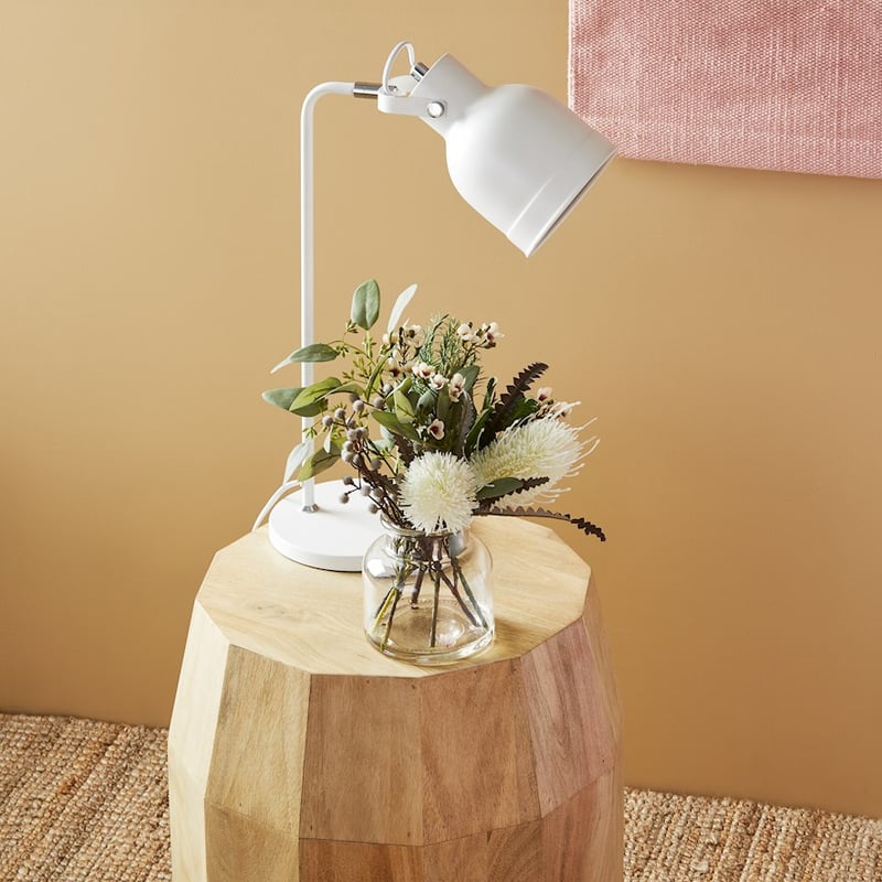 Native Bouquet In Green & White Banksias & Blossoms Vase 