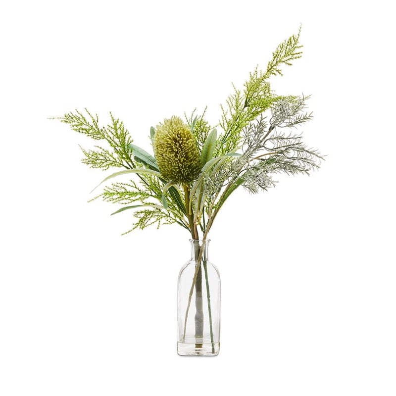 Native Bouquet In Vase Green Protea & Berries