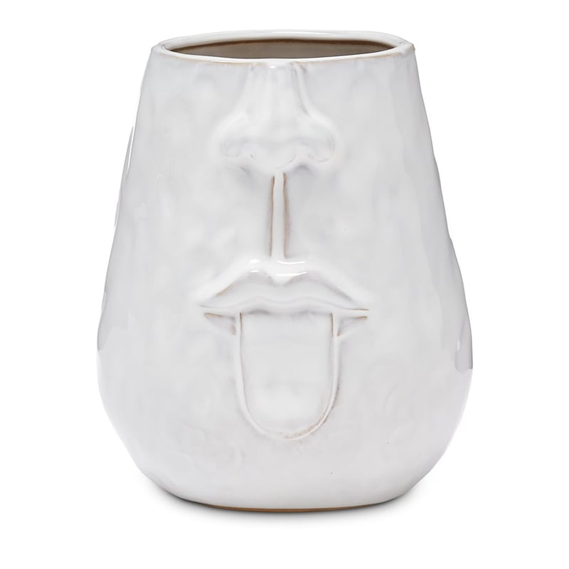 Face Tongue White Vase