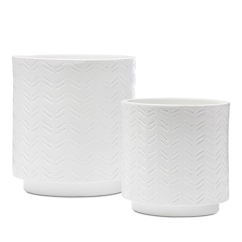 Turin White Chevron Pot 