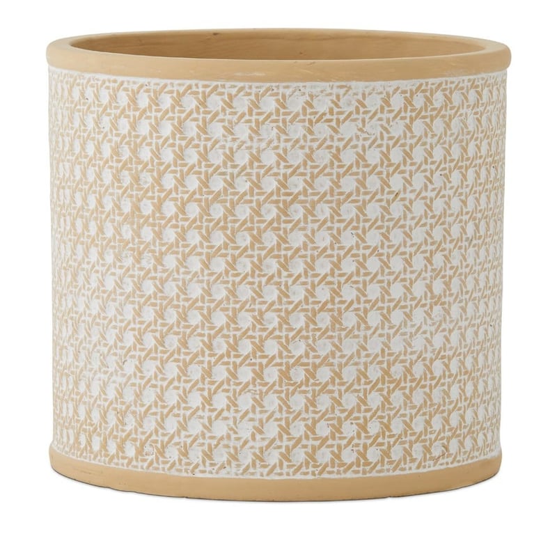 Textured Lattice White Ceramic Pot 