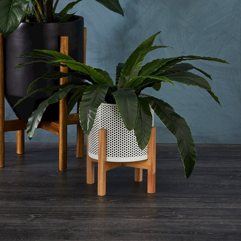 Circolo White & Natural Plant Stand
