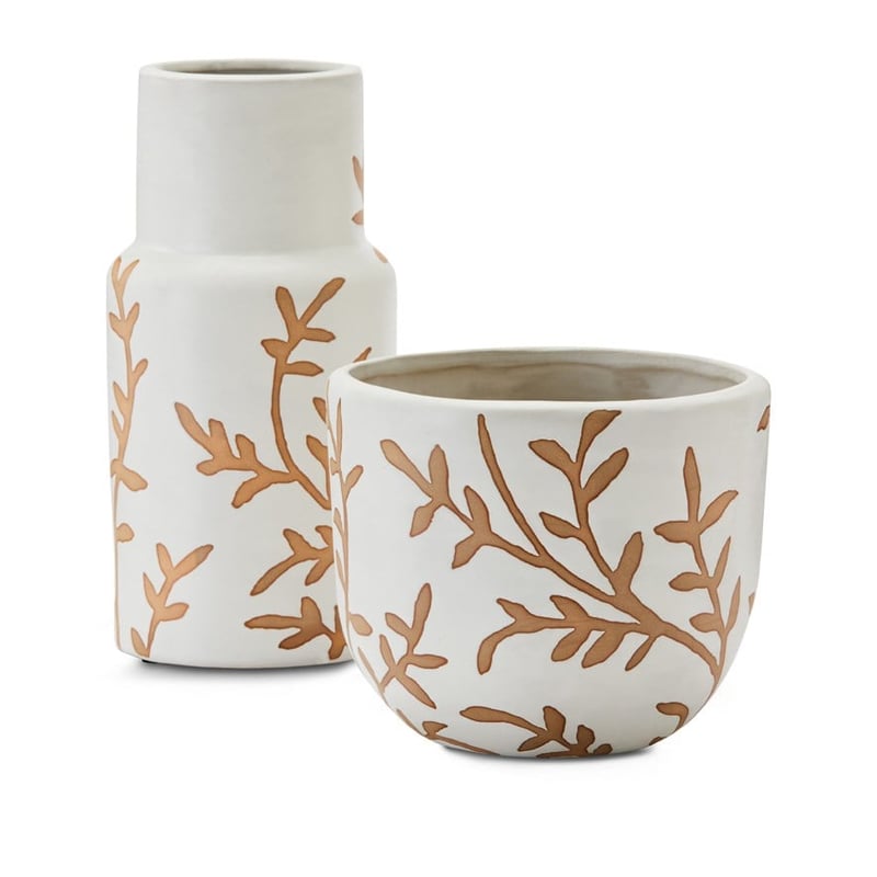 Leaf White & Brown Pot 