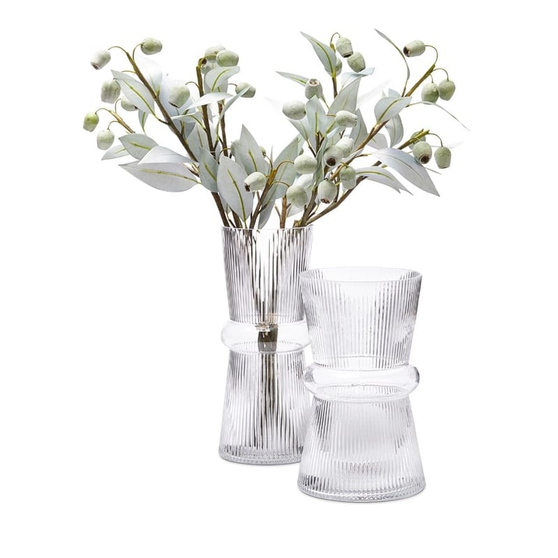 Fluted Rings Clear Vase  
