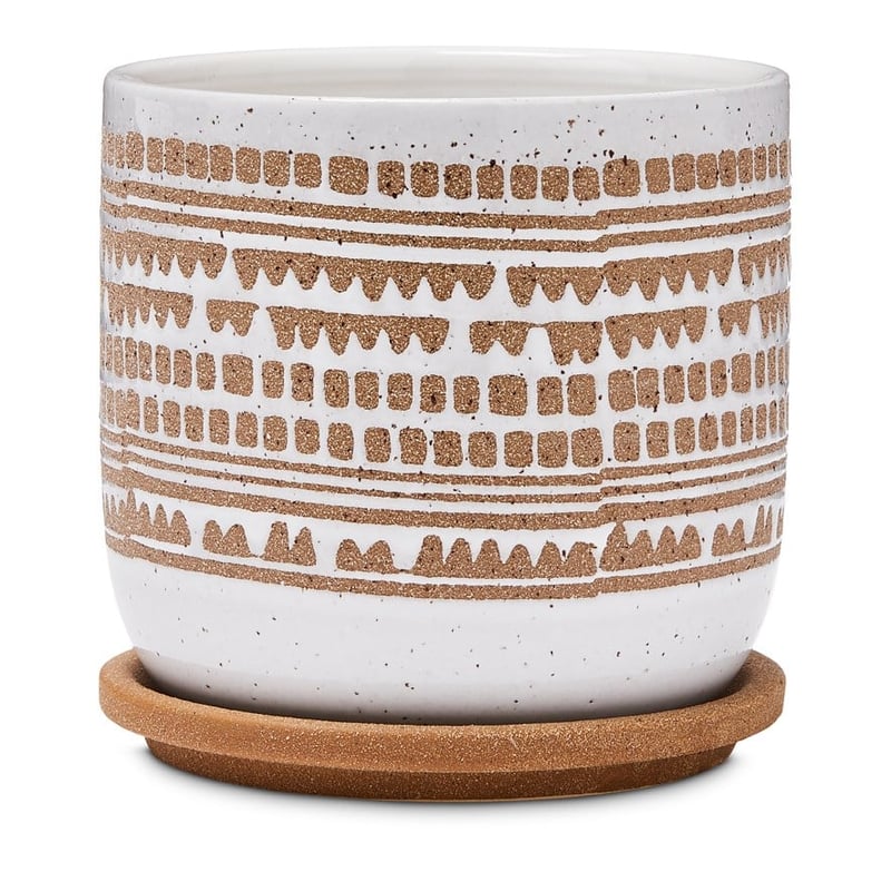 Village White & Terracotta Pot & Saucer